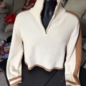 Mango Cream and Brown Cowl Neck Sweater